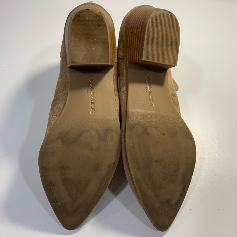 Banana Republic Womens Faux Suede Bootie Boots Shoes 8M Taupe Beige Zip Ankle - Picture 8 of 16